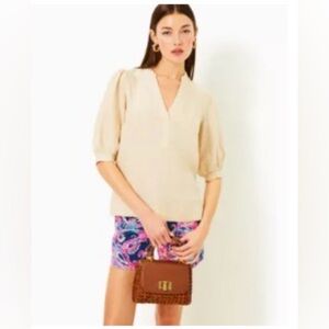 Lilly Pulitzer Mialeigh Linen Top - Sand Bar X Resort White